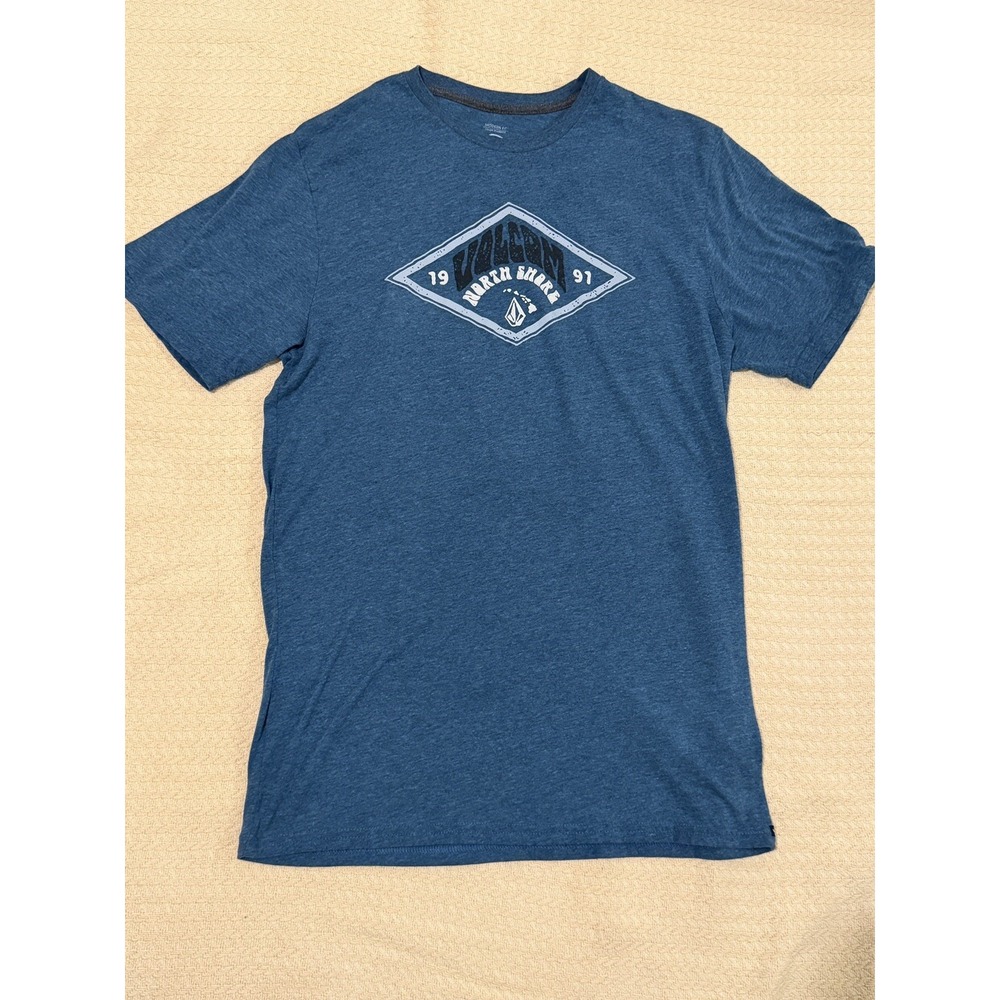 Volcom Men's Blue Graphic Logo Crew Neck Short Sleeve Regular Size L Tee